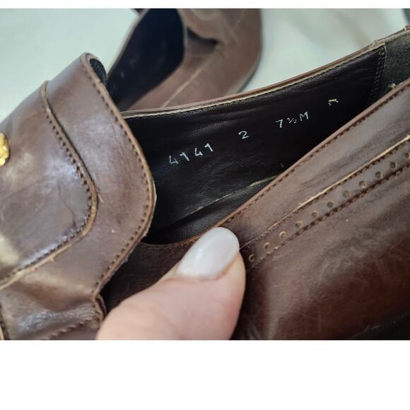 Vintage Stanley Blacker 7.5 Brown Loafer Made In Italy Wingtip Oxford - Picture 12 of 12